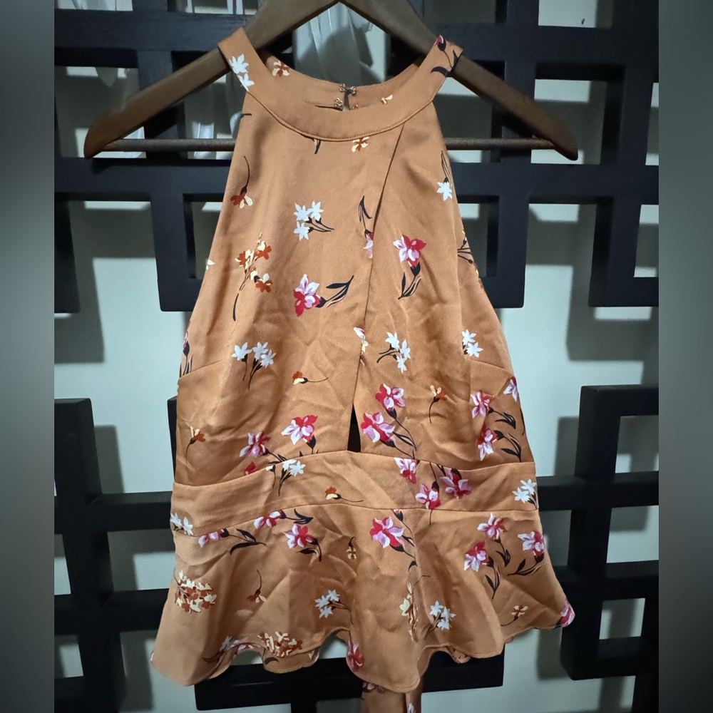 NWT Express Tan Floral A-Line Skirt